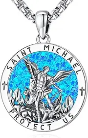 [LOOVE] Patron Saint Medals Amulet Necklace 925 Sterling Silver Protection Jewelry for Men Women with 20"/22"+2" Rolo Chain