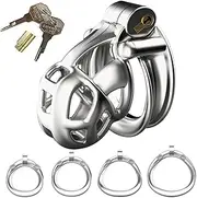 HGDTYRI Penis Cage Stainless Steel Chastity Belt For Men Hollow Breathable Chastity Cage, 4 Ring Sizes Sex Toy For Men Couples(M,38mm)