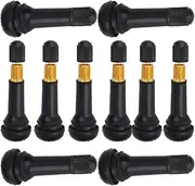 10Pcs TR414 Snap-in Tire Valve Stems – Universal Fit with Dust Caps, No Valve Core