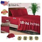 Extra Deep Pocket King Bed Sheets Set - 1500 Thread Count Microfiber Burgundy