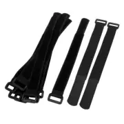 Nylon Detachable Fastener Hook Loop Tie Strap Cable Band Belt Black 11 Pcs