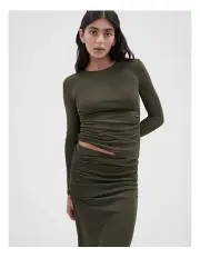 [Unison] Ruched Mesh Top