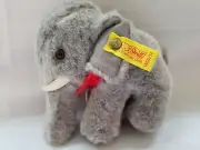 Vintage Steiff 5.5" Plush Jumbo The Elephant #1450/12 Has 2 Tags and a gold Pin