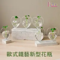 在飛比找蝦皮購物優惠-☆[Hankaro]☆ 簡約歐式鐵藝心型造型單瓶水培玻璃花器