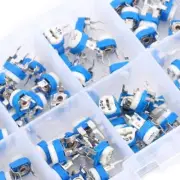 100x 10 value Variable Resistors Potentiometer Assortment Kit + Box 500ohm-1Mohm