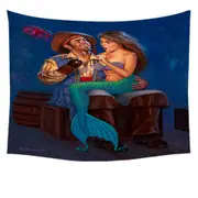 The Proposal Funny Cool Pirate and Mermaid Tapestry