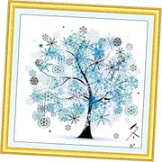 Gogogmee Cross Stitch Kit for Adults Tree Pattern Embroidery Set Handmade Needlework Counted Cross Stitch Beautiful Tree Design Soft Bright Cotton Threads Home Decor
