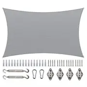 14 ft. x 16 ft. 190 GSM Grey Rectangle Sun Shade Sail with Rectangle Kit