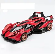 Scale Finished Model Car 1:32 Scale for Lamborghini V12 Vision GT Supercar Alloy Car Model Simulation Diecast Miniature Vehicle Souvenir Die-cast Vehicle(Red)