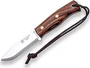 Joker Hiking and mountain knife "Ember Scandi" CN122, 10,5 cm blade of SANDVIK 14C28N, Walnut Wood Handle, brown leather Sheath, includes paracord, Tool for fishing, Hiking, camping and hiking
