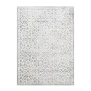 Grey Flower Geometric Anti Static Rug