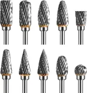 Tungsten Carbide Rotary Burr Set with 1/8" Shank, Double Cut Carving Bits Rotary