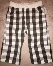 Baby Boden Capri Pants, Size 6-12 Months,Unisex, Green & White Checkered, New!
