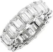 [HEARTS AND YOU] 4.5ct Emerald Cut Moissanite Wedding Band Iced Full Eternity White Gold Plated