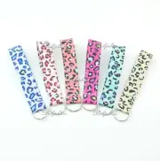 Leopard Print Fabric Wristlet Key fob Key Chain