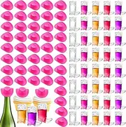 Wettarn 100 Pcs Plastic Mini Western Cowboy Cowgirl Hat Boot Shot Glasses Cups Cute Miniature Hat Clear Pattern Beer Boot Mugs for Cowgirl Cowboy Party Favors Toy Doll Dress up Play House Games
