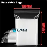 ReSealable Zip Lock Click Seal Plastic Poly Bags 180x255mm Recloseable 50UM