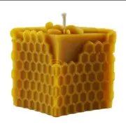 Natural Beeswax Candle Honeycomb Pattern Cube Shape 100% Pure Honey Scent Bees
