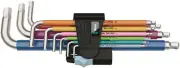 Wera 3950/9 Multicolour Ball End Hex Key Set Stainless Metric 9 Pce 022669