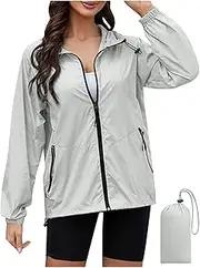 [Sczwkhg] Rain Jacket Women Lightweight Waterproof Long Raincoats with Hood Packable Active Outdoor Cycling Coats Windbreaker