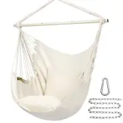 Y- STOP Hammock Chair Hanging Rope Swing Chair, Max 500 Lbs, 2 Seat Cushions ...
