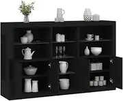 Modern Sideboard, Black, with RGB LED Lights, 162x37x100 cm, Ample Storage for Living Room or Hallway