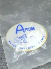 Vintage Arch Company No Time Lost October 1985 Lapel Hat Pin back New Old Stock