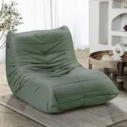 OIKITURE Floor Sofa Single, Soft Sofa Chair Recliner Chair, Wide Leather Floor Mattress Lounge Chair, Lazy Sofa Bed for Living Room Bedroom Furniture, 86x93x74cm, Green