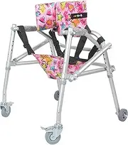 QLMA Upright Walkers with Seat and Armrest Lightweight All Terrain Childrens Walker Aluminum Crutch Alternative Mobility Aids 4 Wheel Walkers Height Adjustable Foldable()