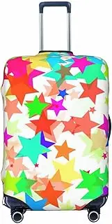 [CADREWY] Colorful Star Print Travel Suitcase Cover Luggage Protector with Elastic Anti Scratch for Carry On, Black, Medium