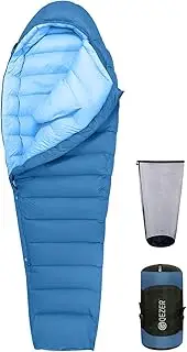 QEZER 660+PF Ultralight Down Sleeping Bag -10°C to -20°C Extreme Cold Weather | Compact 44x26cm Packed with Compression Sack | Baffle Box Design for Alpine Hiking & Camping