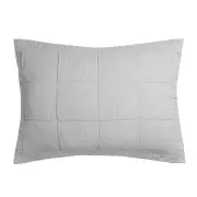 Bambury French Flax Linen Silver Quilted Pillow Sham
