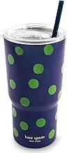 kate spade new york 20 Ounce Insulated Tumbler for Cold and Hot Drinks with Reusable Straw, Stainless Steel Travel Cup with Slide Top Lid, Sonnet Dot