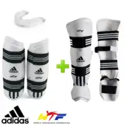 New! adidas TKD WTF Shin & Forearm Competition Sparring Gear Set w/ Mouthguard