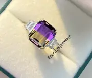 Unique Ametrine Doublet Quartz Ring in 925 Sterling Silver Ring, Octagon Cut