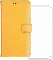 LCEHTOGYE Cover for Lebest L20 2109 + 2 Slice HD Tempered Glass,Shell BracketBumper Protective Back Case - Anti-Scratch Screen Protector for Lebest L20 2109 - HZFM -Yellow