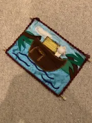 Peruvian Handmade Arpillera Colorful Fabric Tapestry Noah’s Ark