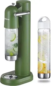 Water Carbonator with Plastic Bottle (1 L + 0.5 L) - Bubble Machine for Home, Sparkling Water Machine, Replacement Carboniser BPA-Free, Compatible with 60L CO2 Thread Cylinder (Not Included) - Green