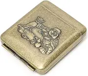 [ARKCHIU] Cigarette Case Retro Metal Cigarette Box Double Sided Spring Clip Open Pocket Holder 20 CapacityBronze A,One Size