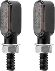 Motorcycle Indicators Flowing Turn Signal Lights Motorcycle Turn Signal Light 12V 8mm MI&NI LED Indicators Blinker 3LED For Ho&nd&a For Cafe Racer(2 Pcs-Black Shell)