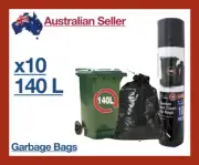 x10 140L Bin Garbage Rubbish Garden Refuse Bag Black Liner 100x140cm New Bags