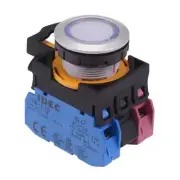 IDEC CW Series White 24V LED Metallic Momentary Flush Push Button Switch 1NO-1NC