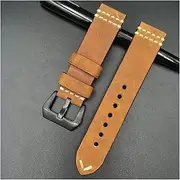 [ALMVIS] Leather Strap Vintage Handmade Watch Band 22mm 24mm Watch Strap Fit for Panerai Watch Bracelet(B,22mm)