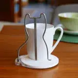 在飛比找遠傳friDay購物優惠-歐士OSHI 轉杯架 (貓) 附贈馬克杯/吸水杯墊/不鏽鋼杯