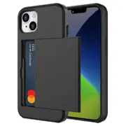 ZUSLAB iPhone 14 Plus Case Slide Armor Card Holder Protective Shockproof Hard Back Cover For Apple (2022) - Black