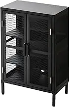 BURUCK Wide Mesh Cabinet, 3 Tiers, Black