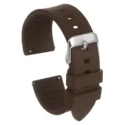 Silicone Watch Band 22mm Quick Release Flexible Rubber Watch Strap, Brown