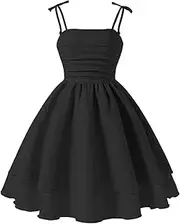 [Happy Cherry] Girls Tie Knot Spaghetti Strap Midi Dresses Smocked Tiered Beach Sundress Summer 4-10Y