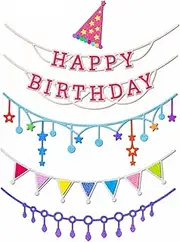 XMZZMX Happy Birthday Colored Pull Flags Die Cuts for Card Making, Paper Embossing Metal Cutting Dies Kit Templates, Storage Pockets Supplies, Photo Frame Album DIY Scrapbooking Stencils Sets