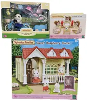 Sylvanian Families - Raspberry House, 3 Piece Furniture Suite, Cycle Skate Panda Girl